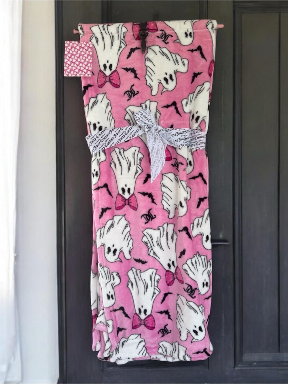 Juicy Couture Pink Ghost Print Blanket